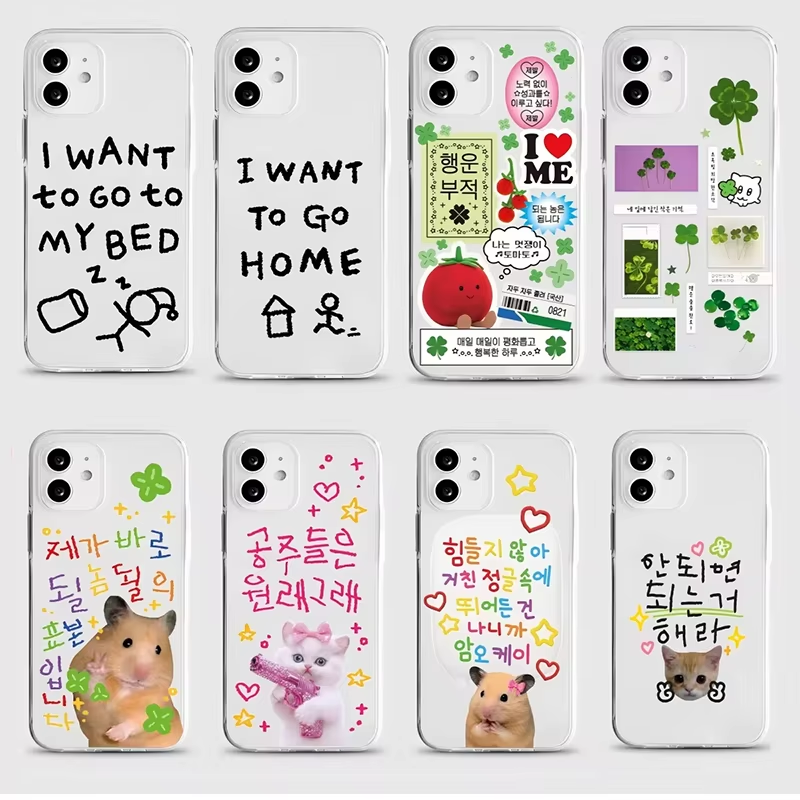 Phone Cases Transparent - Custodia per telefono coreana con quadrifoglio